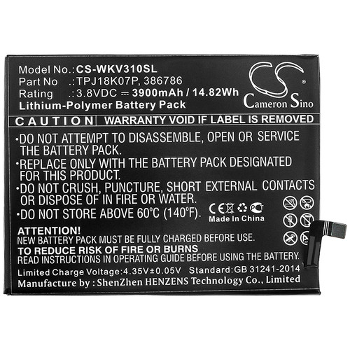 Replacement Battery for Wiko View 3 Pro, View 4 Lite, Y81, Li-Polymer 3900mAh