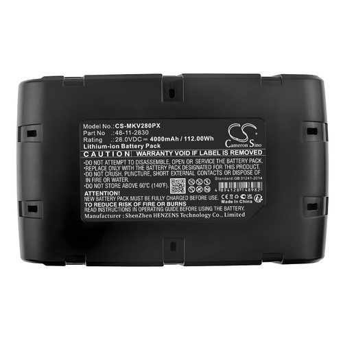 4000 mAh for Milwaukee M28,M28B,M28 B,M28BX,MC 28,M28 BX,MC28 V,48-11-2830,48-11-2850,4932352732