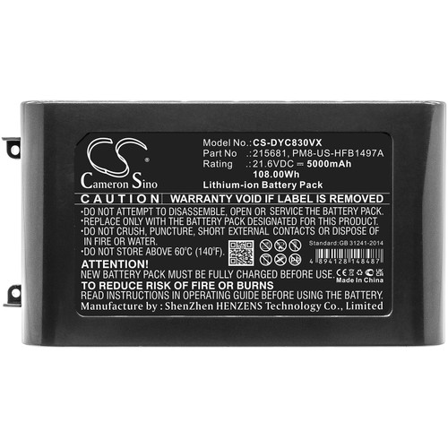 5000 mAh for Dyson 215681,967834-02,215866-01/02,215967-01/02,PM8-US-HFB1497A,PU2-JP-HFA4456A