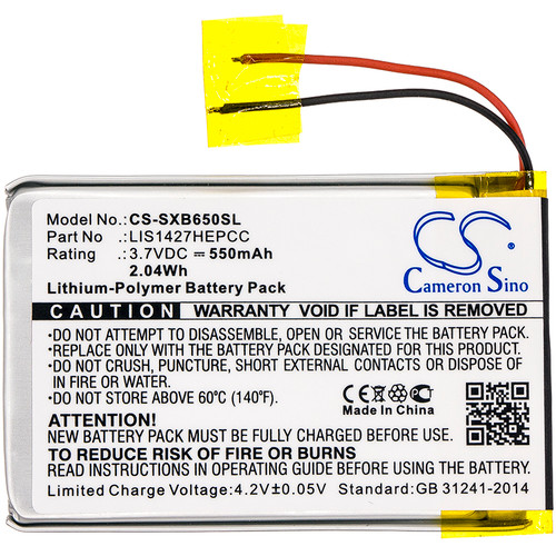 550mAh Replacement Battery for Sony MDR-DS6500,RF865R,RF985R,XB650BT,XB950B1,XB950BT,ZX330,ZX330BT, NW-A25,A27,E463,E464,S764, LIS1427HEPCC