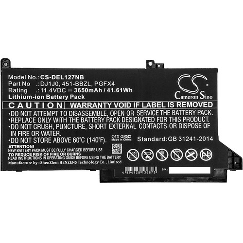 3650 mAh for Dell P28S,P73G,0G74G,0NF0H,2PFPW,3KF82,8JYHH,9W9MX,C27RW,DJ1J0