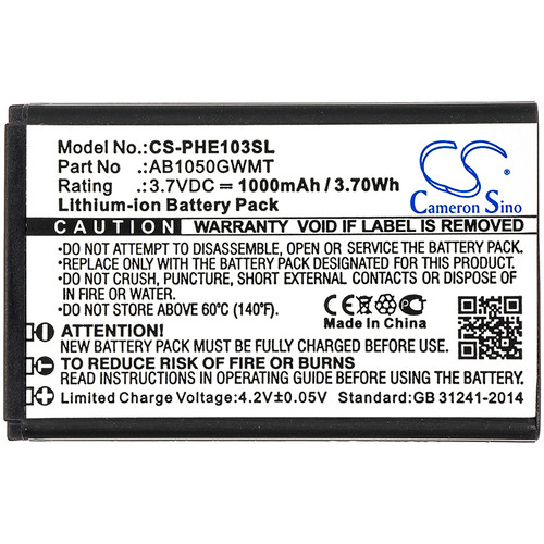 1000 mAh for Philips AB1050GWMT