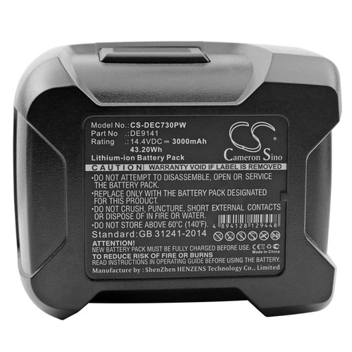 3000 mAh for DeWalt DE9141