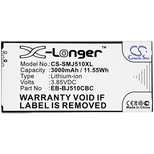 3000 mAh for Samsung EB-BJ510CBC,EB-BJ510CBE,GH43-04601A,EB-BJ510CBEG