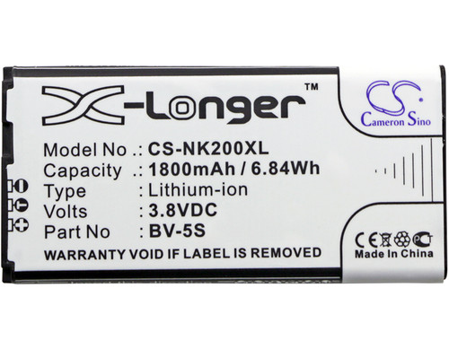1800 mAh for Nokia BV-5S