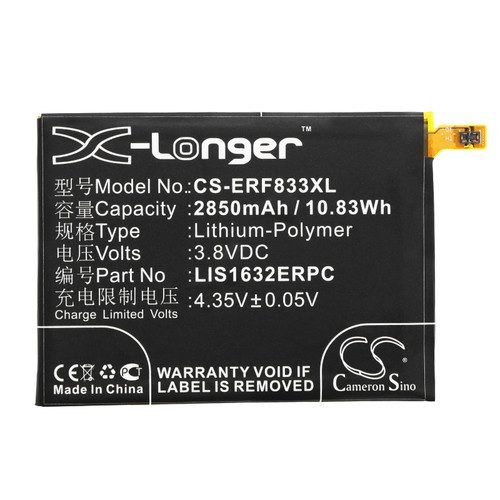 2850 mAh for Sony 1305-6549,LIS1632ERPC