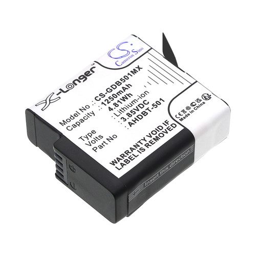 1250 mAh for GoPro AABAT-001,AHDBT-501,601-10197-00,AABAT-001-AS,601-27537-000