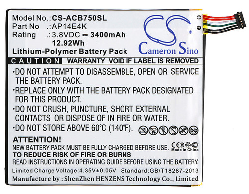 3400 mAh for Acer AP14E4K,AP14E8K,KT00104001,KT.0010G.007,KT.00104.001,AP14E4K (1ICP4/86/94)