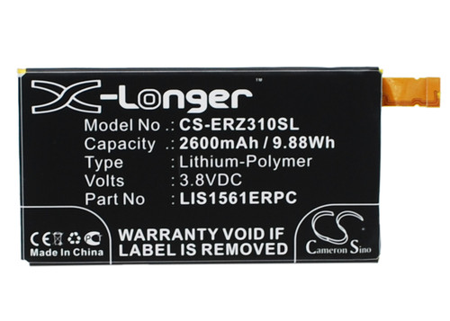 2600 mAh for Sony Ericsson LIS1561ERPC