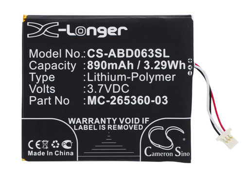 890 mAh for Amazon 58-000083,58-000151,MC-265360-03