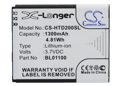 1300 mAh for HTC BA S840,BA S850,BL01100,99H10905-00,35H00194-00M,35H00194-04M