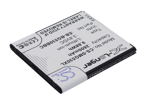 2600 mAh for Samsung BG530CBU,EB-BG530BBC,EB-BG530BBE,EB-BG530BBU,EB-BG530CBB,EB-BG530CBE,EB-BG530CBU,EB-BG530CBZ,EB-BG531BBE,GH43-04372A