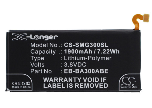 1900 mAh for Samsung EB-BA300ABE,GH43-04381A,GH43-04381B