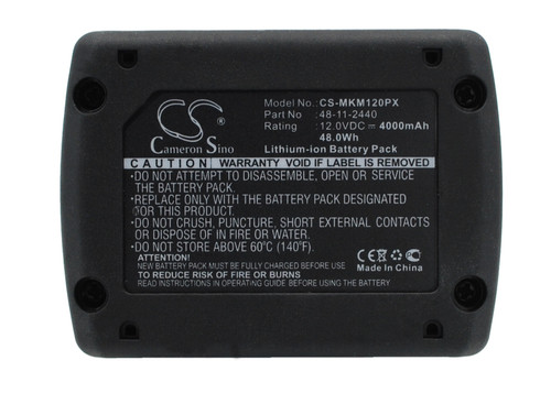 4000 mAh for Milwaukee 48112402,48112412,48112440,M12 B3 XC,M12 B4 XC,48-11-2402,48-11-2412,48-11-2440,4932352664,4932430065