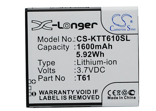 1600 mAh for K-Touch T61