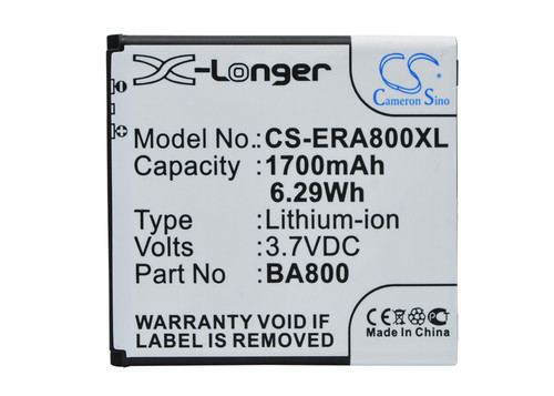 1700 mAh for Sony Ericsson BA800