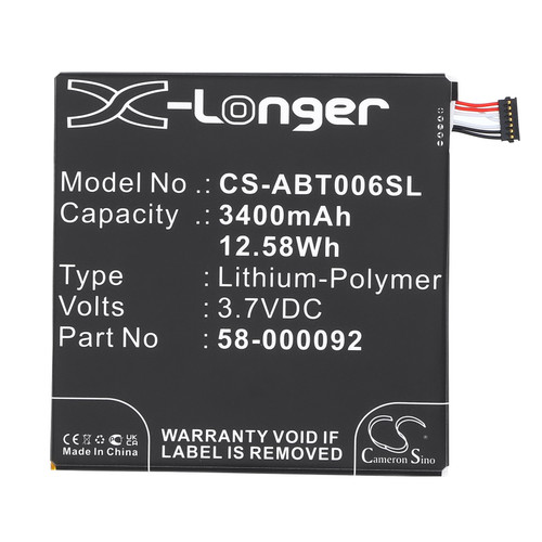 3400 mAh for Amazon 26S1006,58-000092,26S1006-S(1ICP4/84/82)