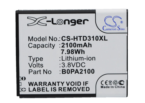 2100 mAh for HTC B0PA2100,35H00211-01M,35H00221-01M,35H00211-00M-V