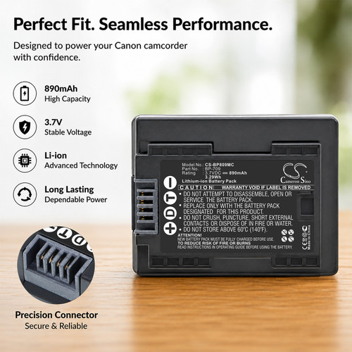 890 mAh for Canon BP-709