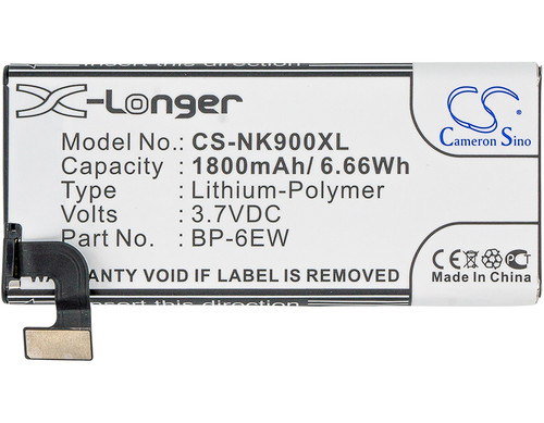 1800 mAh for Nokia BP-6EW