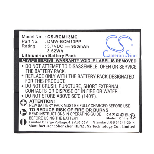 950 mAh for Panasonic DMW-BCM13,DMW-BCM13E,DMW-BCM13PP
