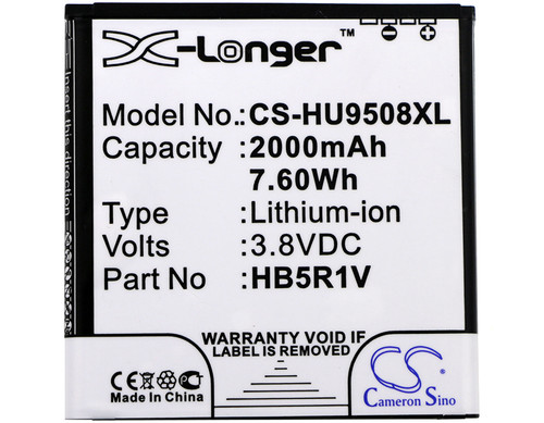 2000mAh Replacement Battery for Honor 2, Honor 3, Honor Quad, HN3-U01, Huawei U9508, HB5R1V
