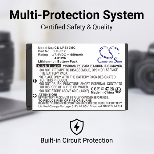 650 mAh for Canon LP-E12