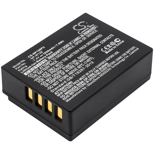 Replaces battery for Fujifilm NP-W126, NP-W126S, 1020mAh