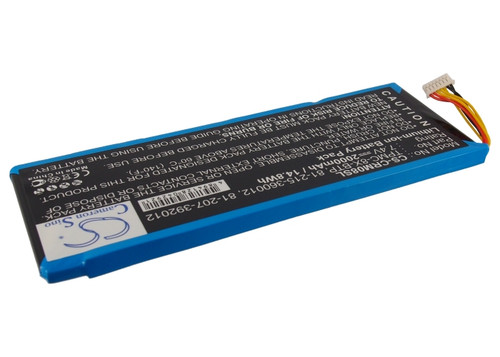 2000 mAh for Crestron TPMC-8X-BTP,81-207-392012,81-215-360012