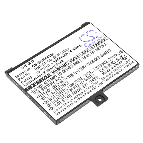 1250 mAh for Barnes & Noble 9875521,BNRB1530,BNRZ1000,BNRB454261,9BS11GTFF10B3