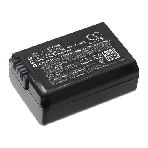 Replaces battery for Sony NP-FW50, 1080mAh
