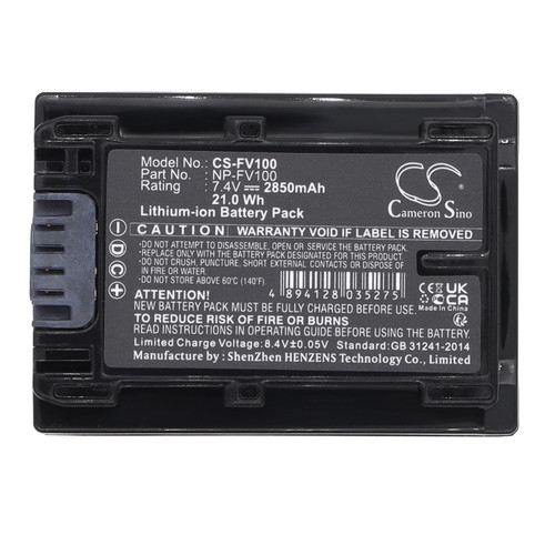 2850 mAh for Sony NP-FV100
