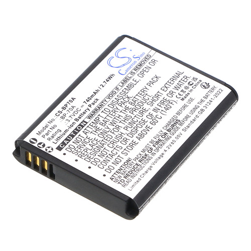 740 mAh for Samsung BP-70A,BP-70EP,SLB-70A,EA-BP70A