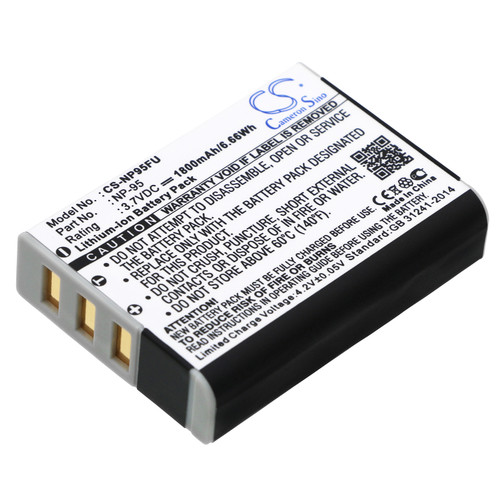 Replaces battery for Fujifilm NP-95, 1800mAh