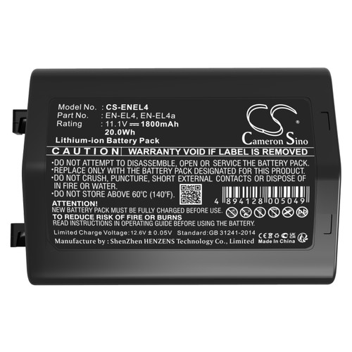 1800 mAh for NiKon EN-EL4,EN-EL4a,EN-EL4e