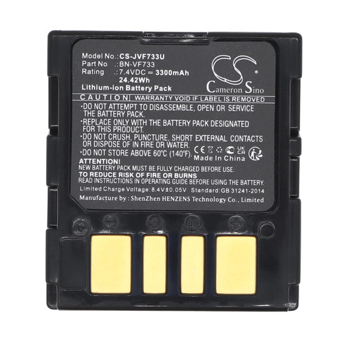 3300 mAh for JVC BN-VF733,BN-VF733U,BN-VF733US,LY34647-002B