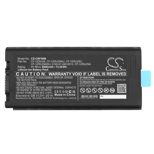 6600 mAh for Panasonic CF-VZSU29,CF-VZSU29A,CF-VZSU29U,CF-VZSU29AU,CF-VZSU29ASU,6140-01-540-6513