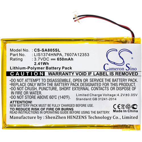 650 mAh for Sony 7607A12353,LIS1374HNPA,1-756-702-11