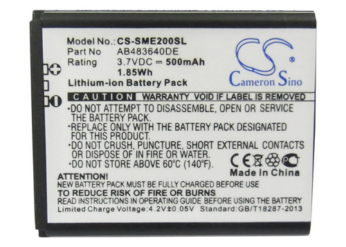 500 mAh for Samsung AB483640CC,AB483640DE,AB483640DU