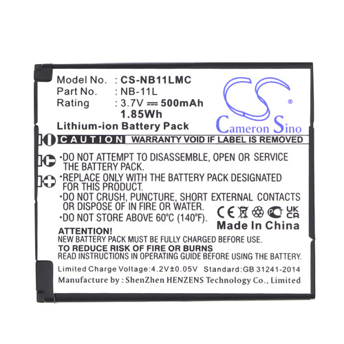500 mAh for Canon NB-11L,NB-11LH