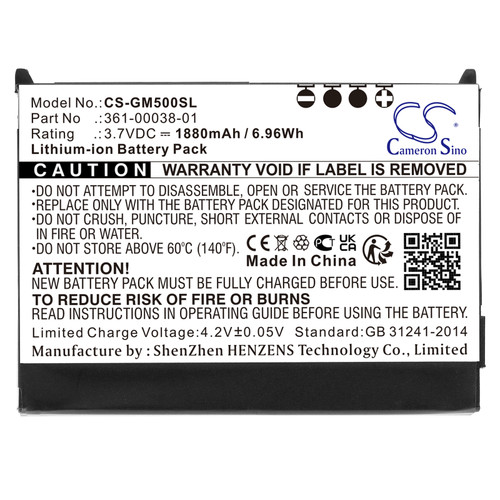 1880mAh Replacement Battery for Garmin Nuvi 500, Nuvi 510, Nuvi 550, Zumo 220, Zumo 600, Zumo 650, Zumo 660, Aera 500, Aera 510, Aera 550, 361-00038-01