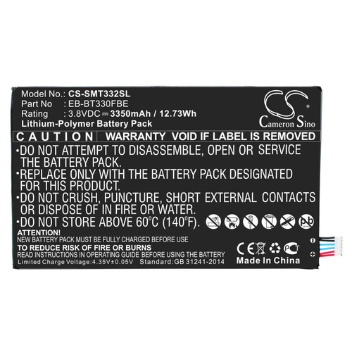 3350 mAh for Samsung EB-BT330FBE,GH43-04112A;GH43-04112B