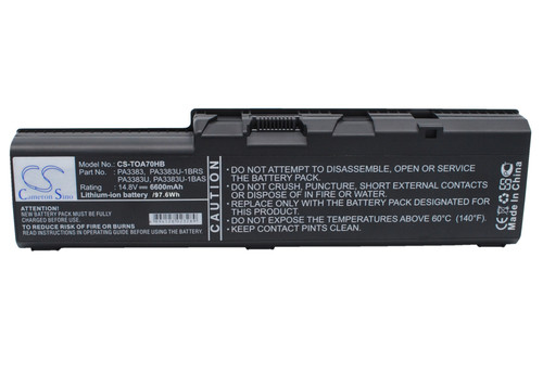 6600 mAh for Toshiba PA3383,PA3383U,PA3383U-1BAS,PA3383U-1BRS