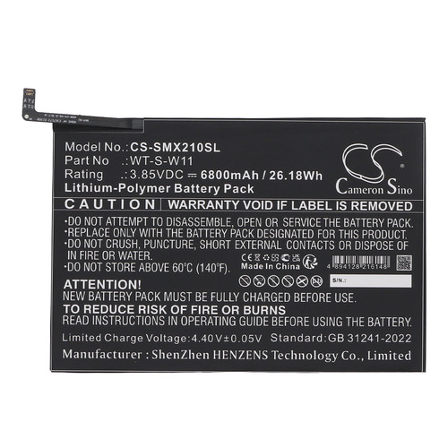 Replacement Battery for Samsung Galaxy Tab A9+, SM-X210, WT-S-W11, Li-Polymer 6800mAh