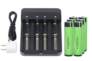 Panasonic 4-slot lithium-ion charger with six 18650 batteries included