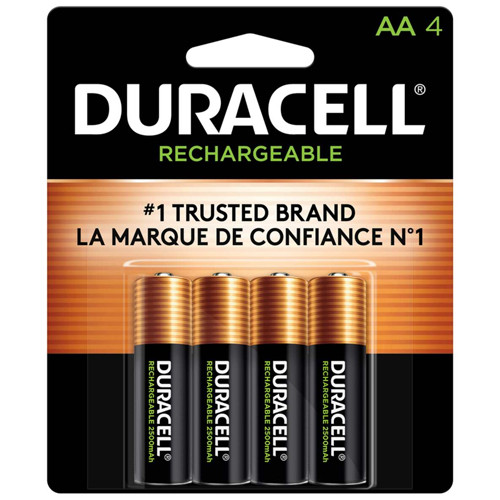 AA Duracell Rechargeable (DX1500) 2500 mAhBatteries (4 Card)