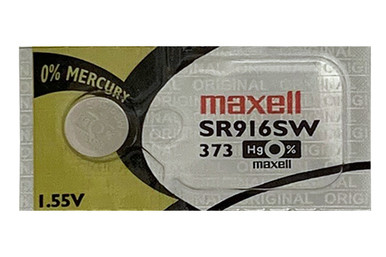 Maxell 373 SR916SW Silver Oxide Button Battery front view