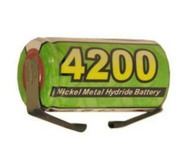 Powerizer Sub C NiMH 4200mAh battery with tabs front view