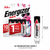 Back packaging of Energizer MAX E91BP-4 AA alkaline batteries