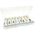 Closeup of EBL HR6 AA NiMH batteries arranged neatly in a row